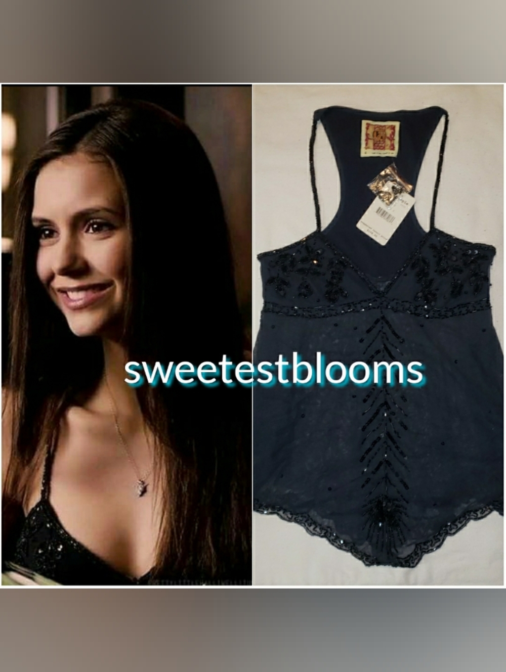 ASO Elena Gilbert FREE PEOPLE Sequin Top Size 2 NWT